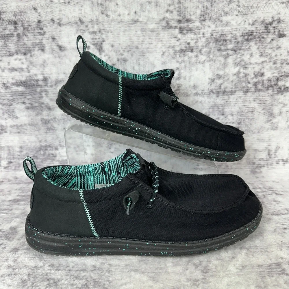 Hey Dude Dude Perfect x Wally Funk Men's 12 Teal Black‎ Slip-On Shoes 42886-3WT